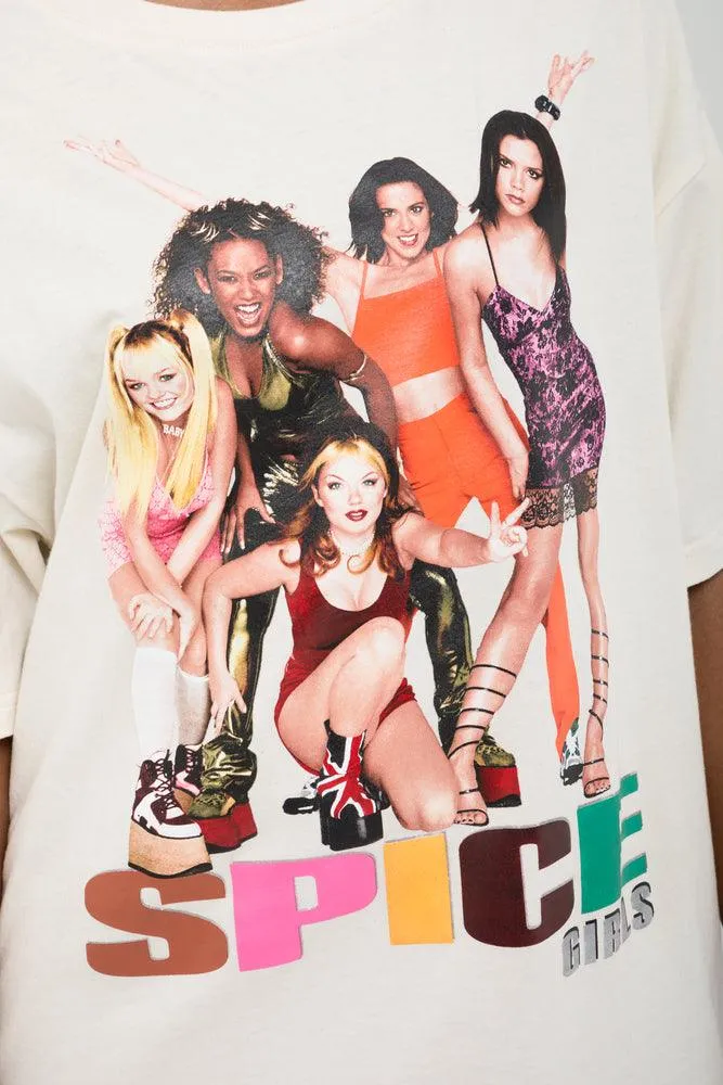 Spice Girls Oversized Short Sleeve T-Shirt Natural