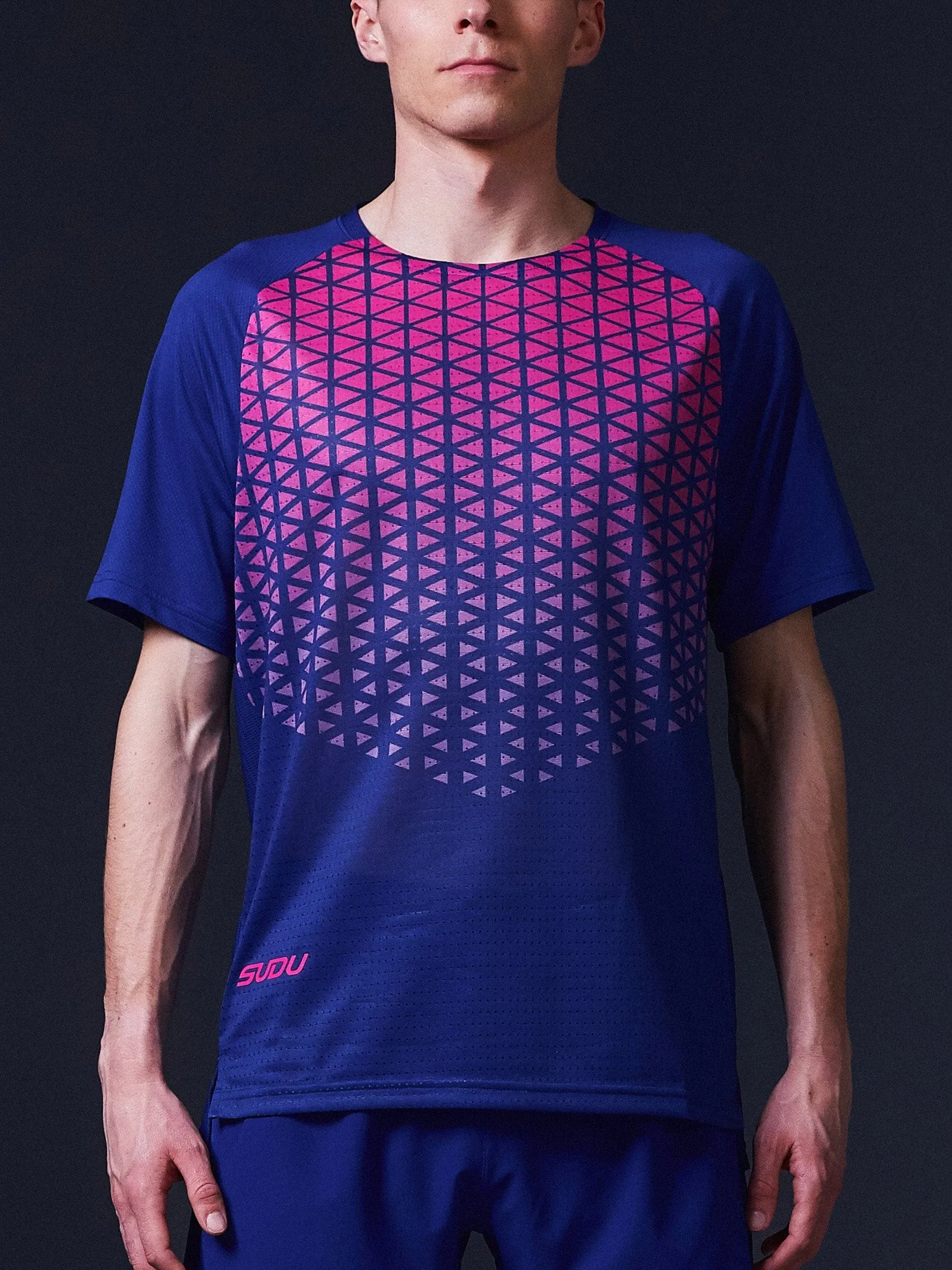 SRT SS 01 Run Short Sleeve T-Shirt - Dark Blue/Pink