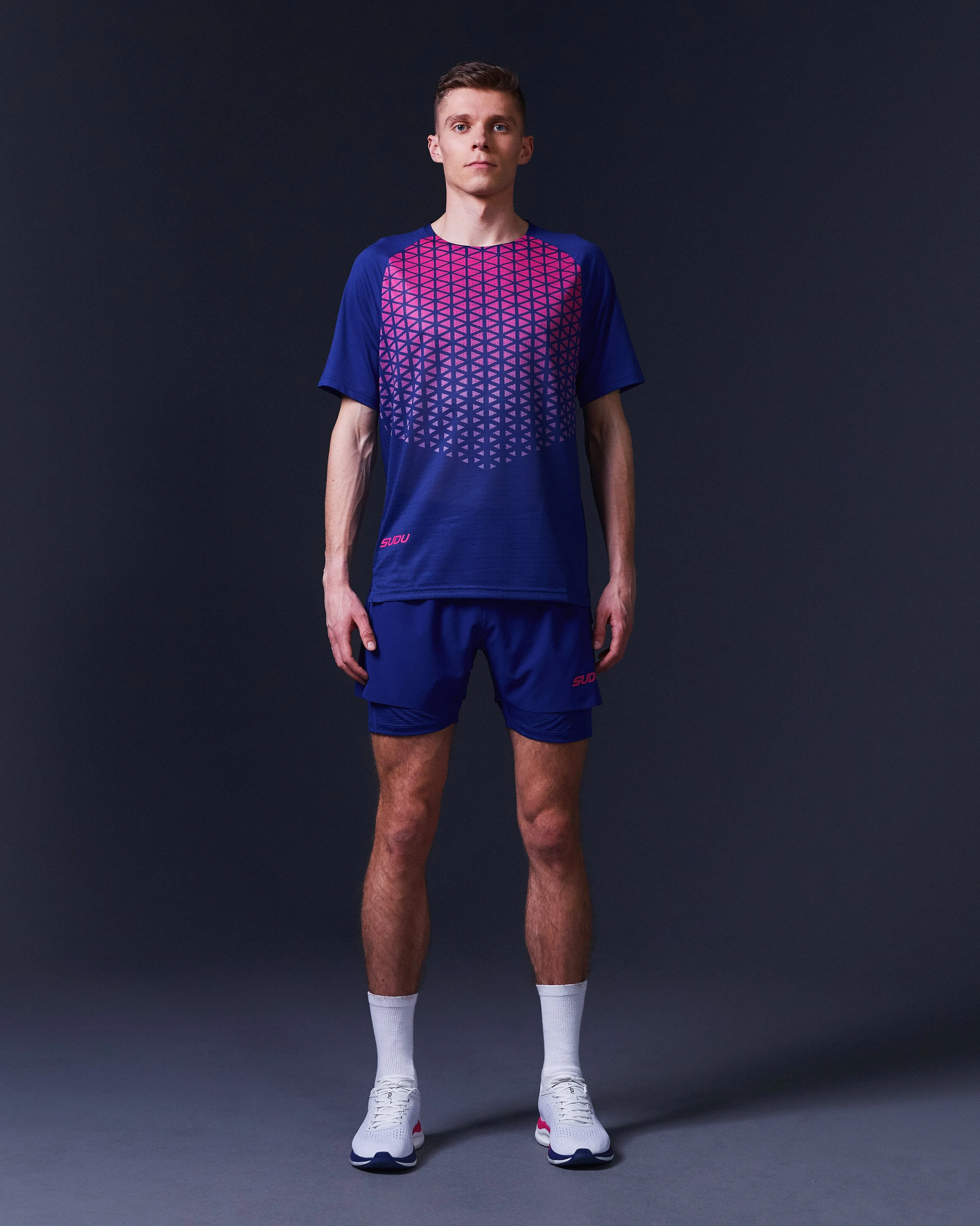 SRT SS 01 Run Short Sleeve T-Shirt - Dark Blue/Pink