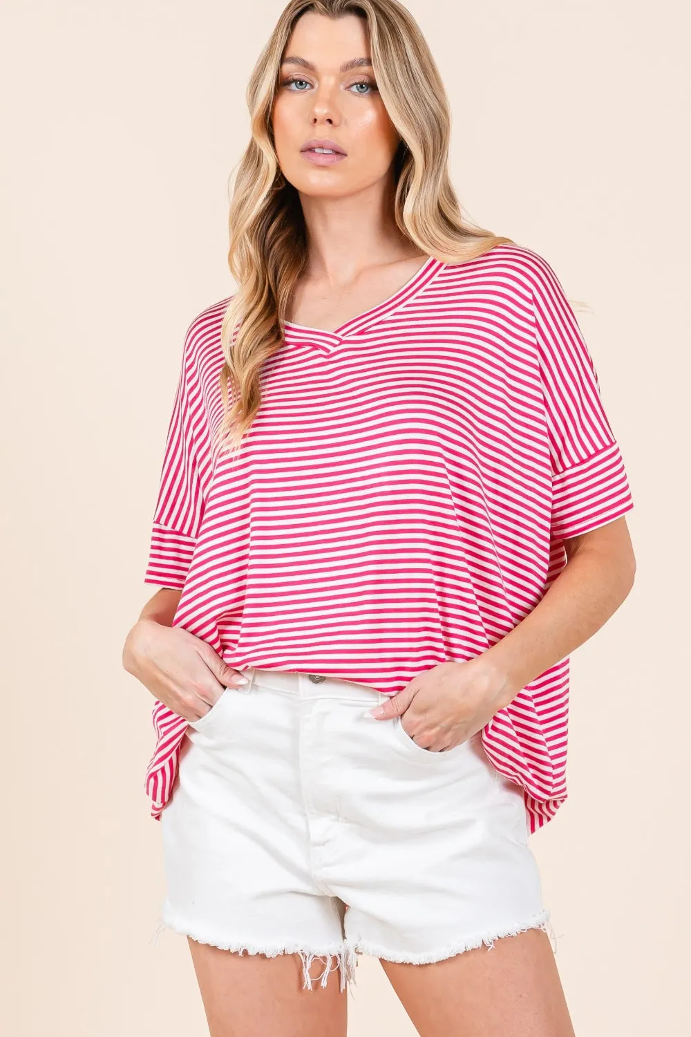 Striped V-Neck T-Shirt