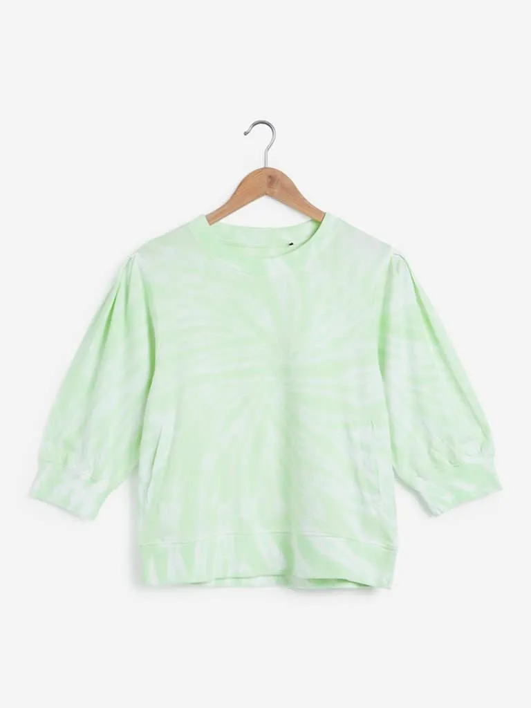 Studiofit Neon Green Tie-Dye Print T-Shirt