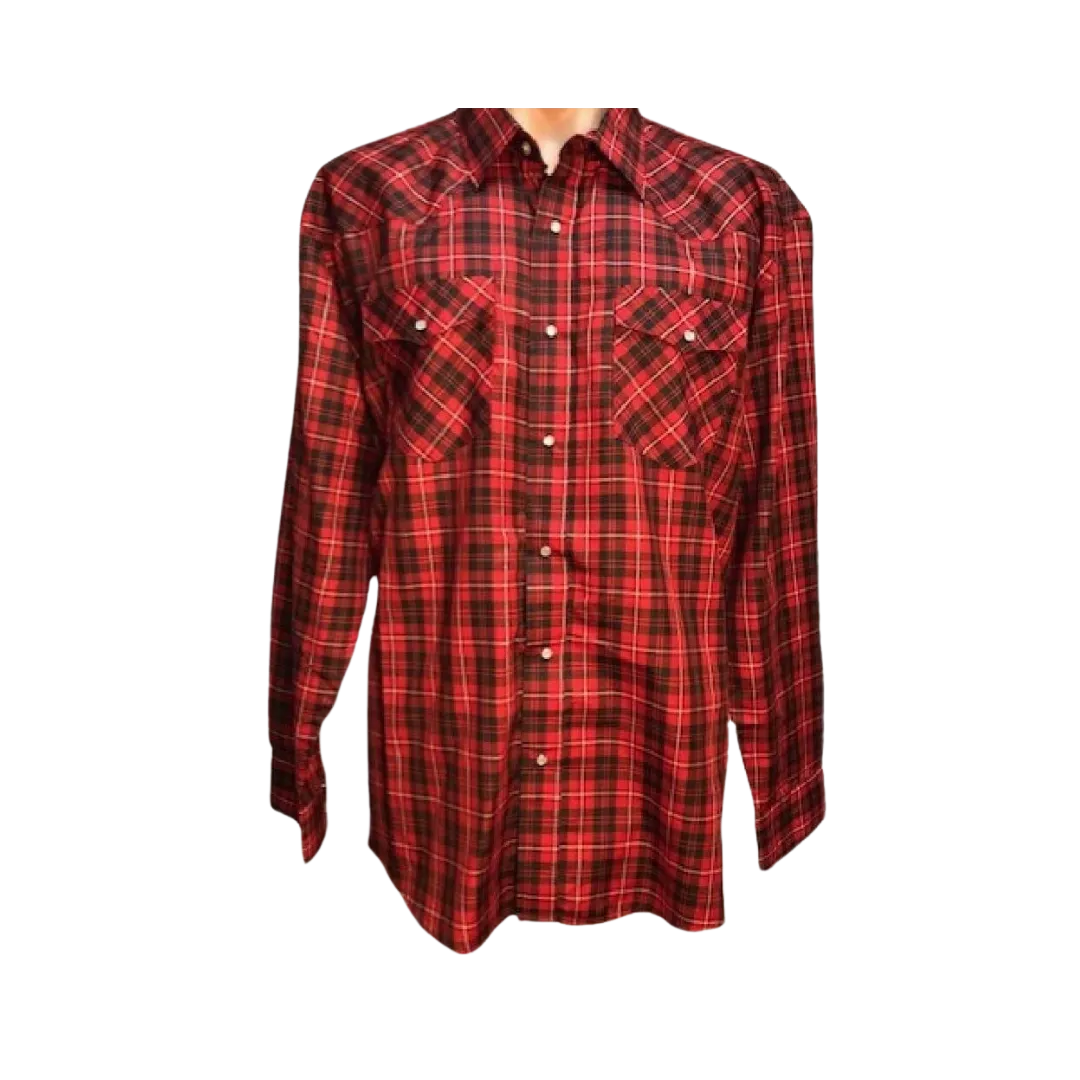 Taj Imports Men's Crazy Cowboys Assorted Plaid Snap Red Shirt