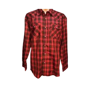 Taj Imports Men's Crazy Cowboys Assorted Plaid Snap Red Shirt