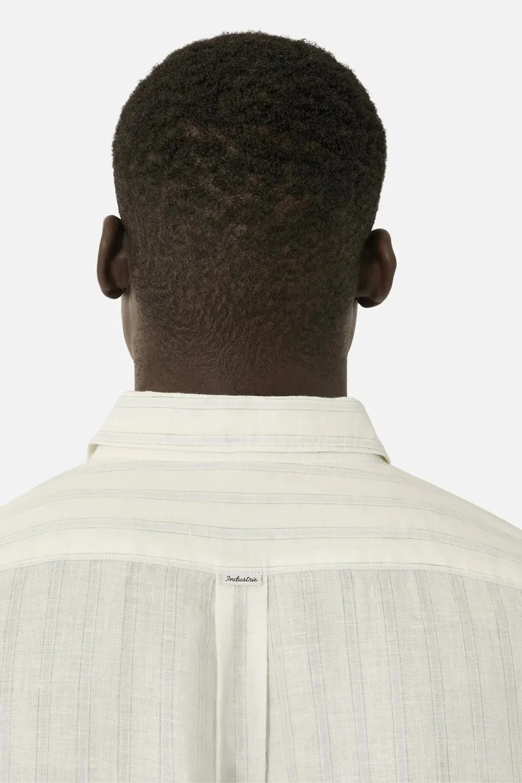 The Bilbao Linen Shirt - Stripe - Cream & Light Blue