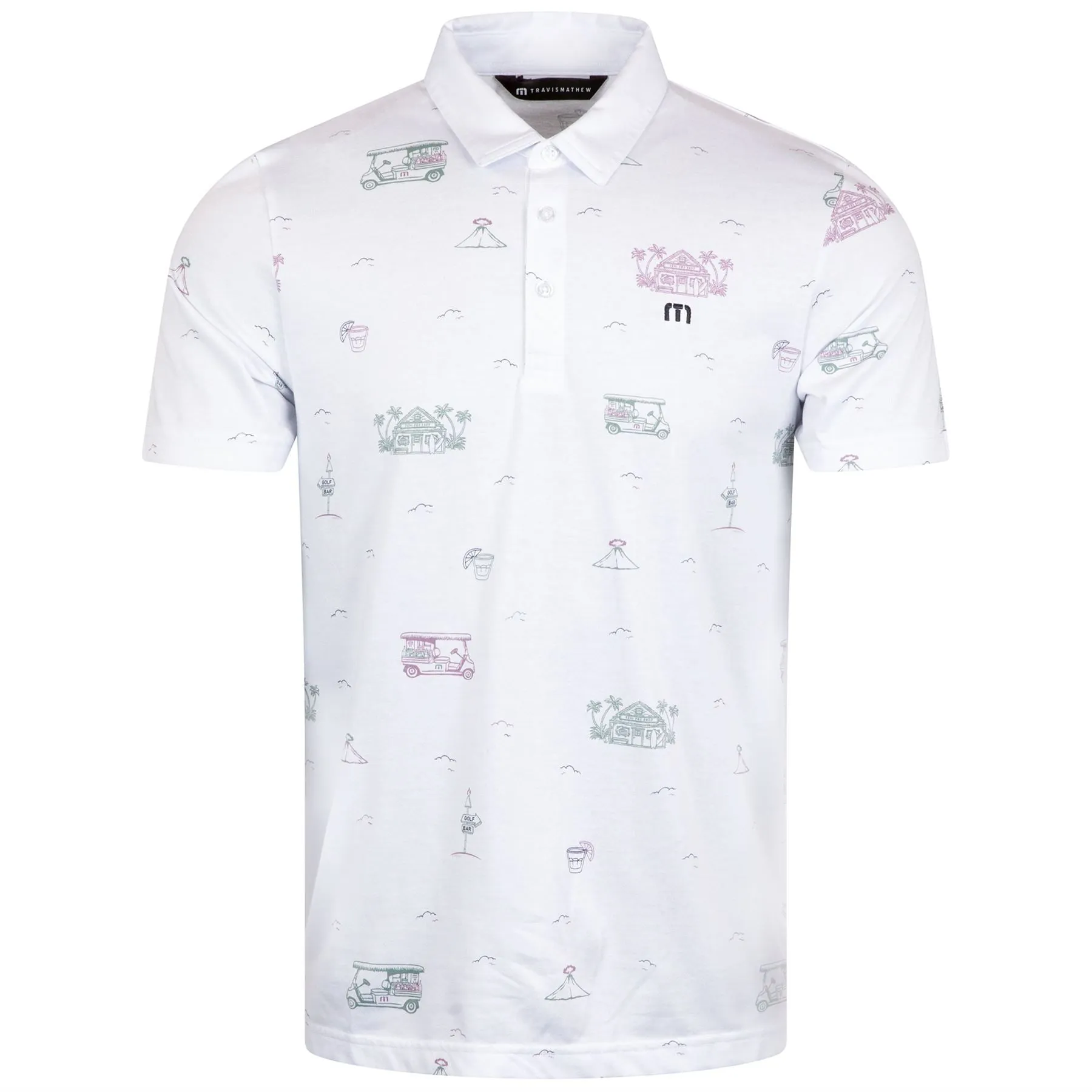 Tiki Mapes Print Polo White - AW24