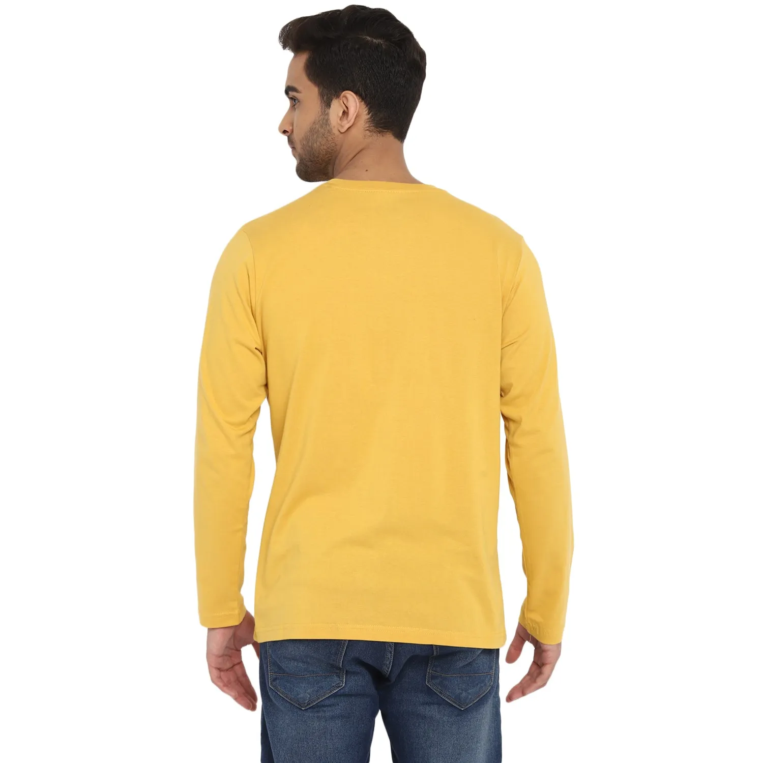 Turtle Men Essentials Yellow Solid Round Neck T-Shirts