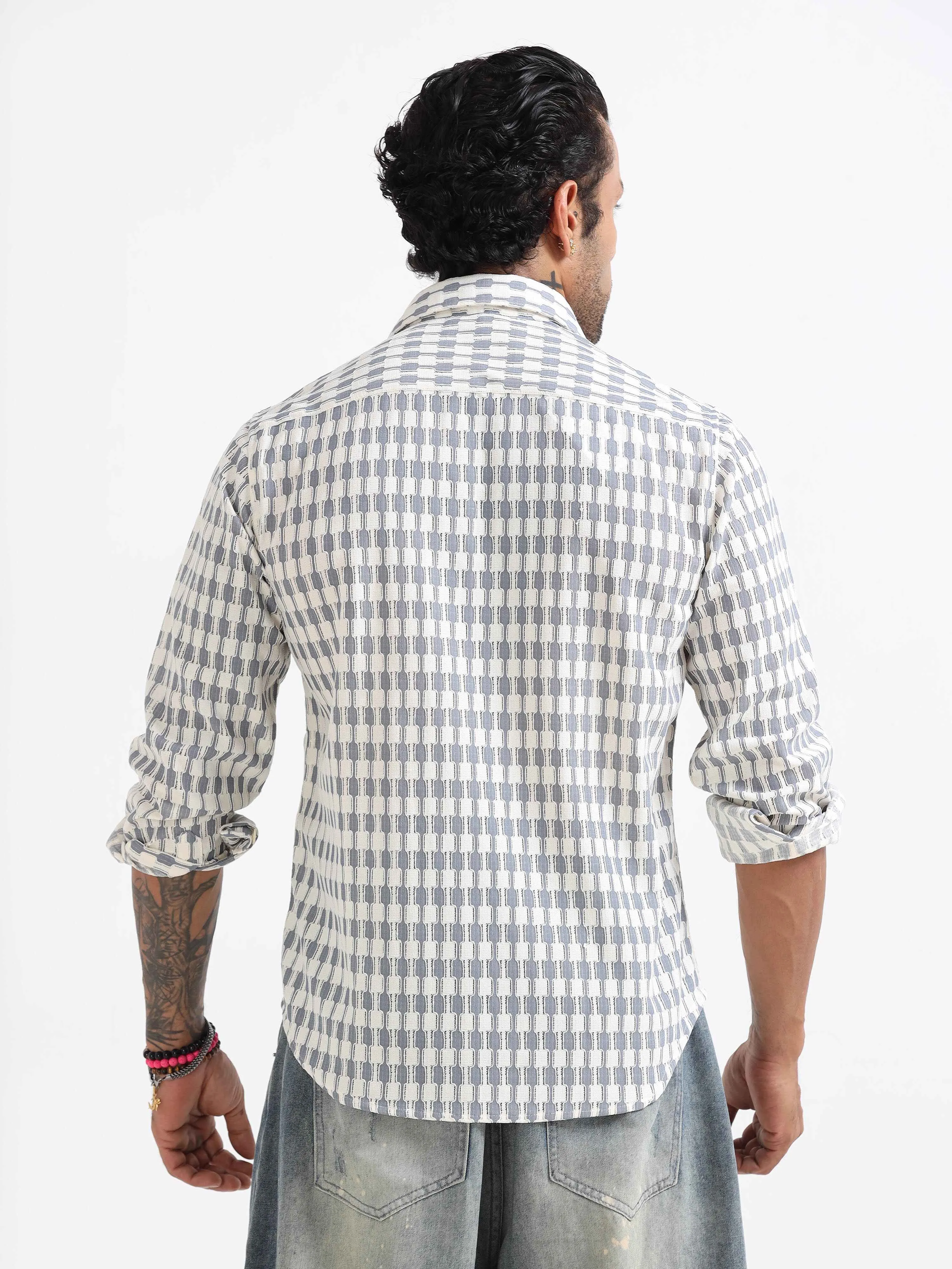 Vintage Block Weave Shirt In Blue