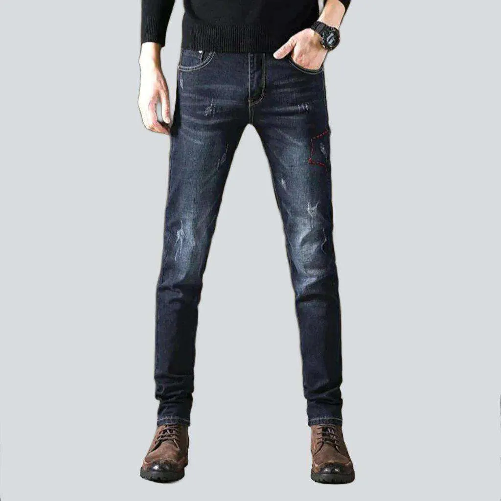 Whiskered skinny men's jeans