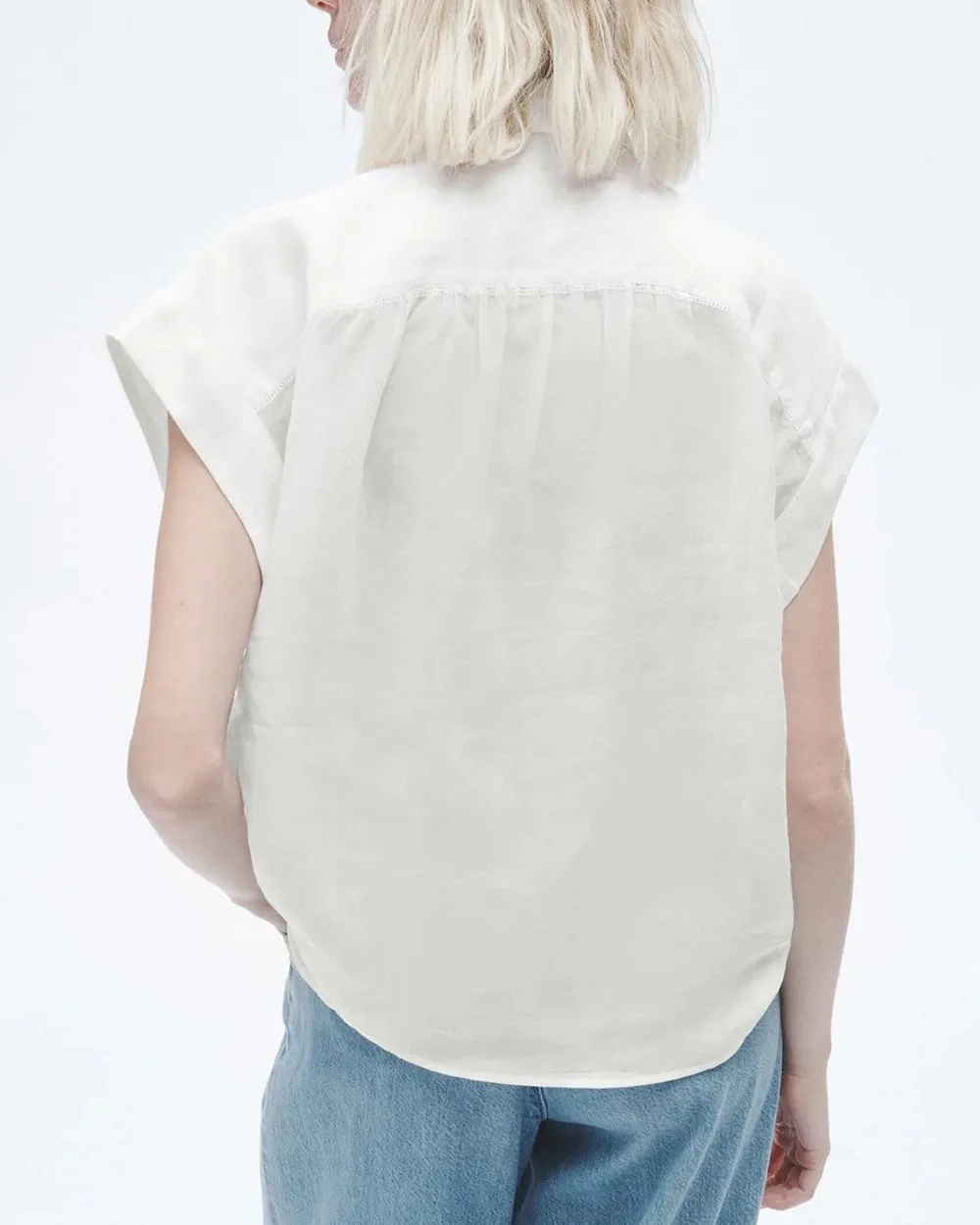 White Embroidered Robin Top