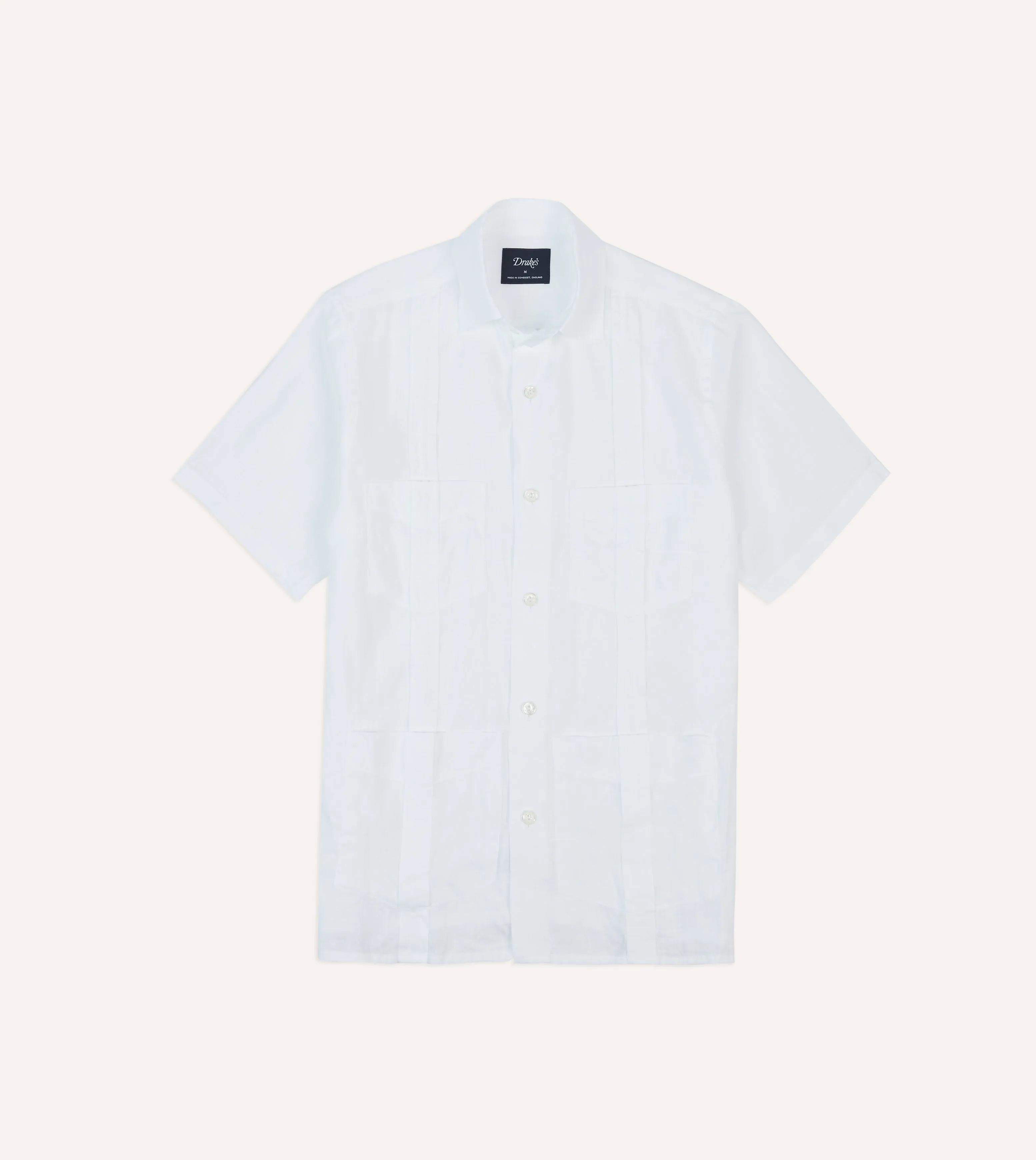 White Linen Short Sleeve Cuban Shirt