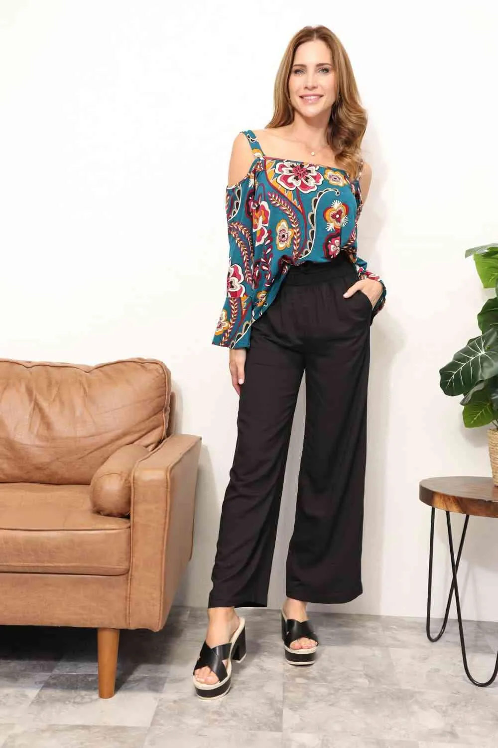 Women's Sew In Love Full Size Floral Cold Shoulder Blouse