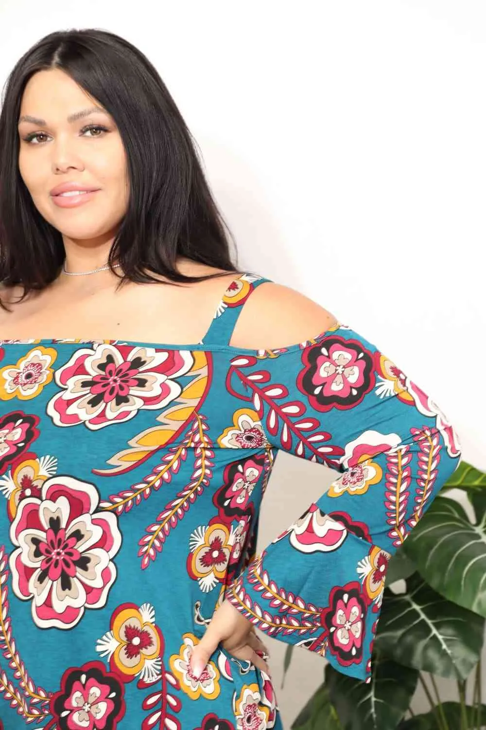 Women's Sew In Love Full Size Floral Cold Shoulder Blouse