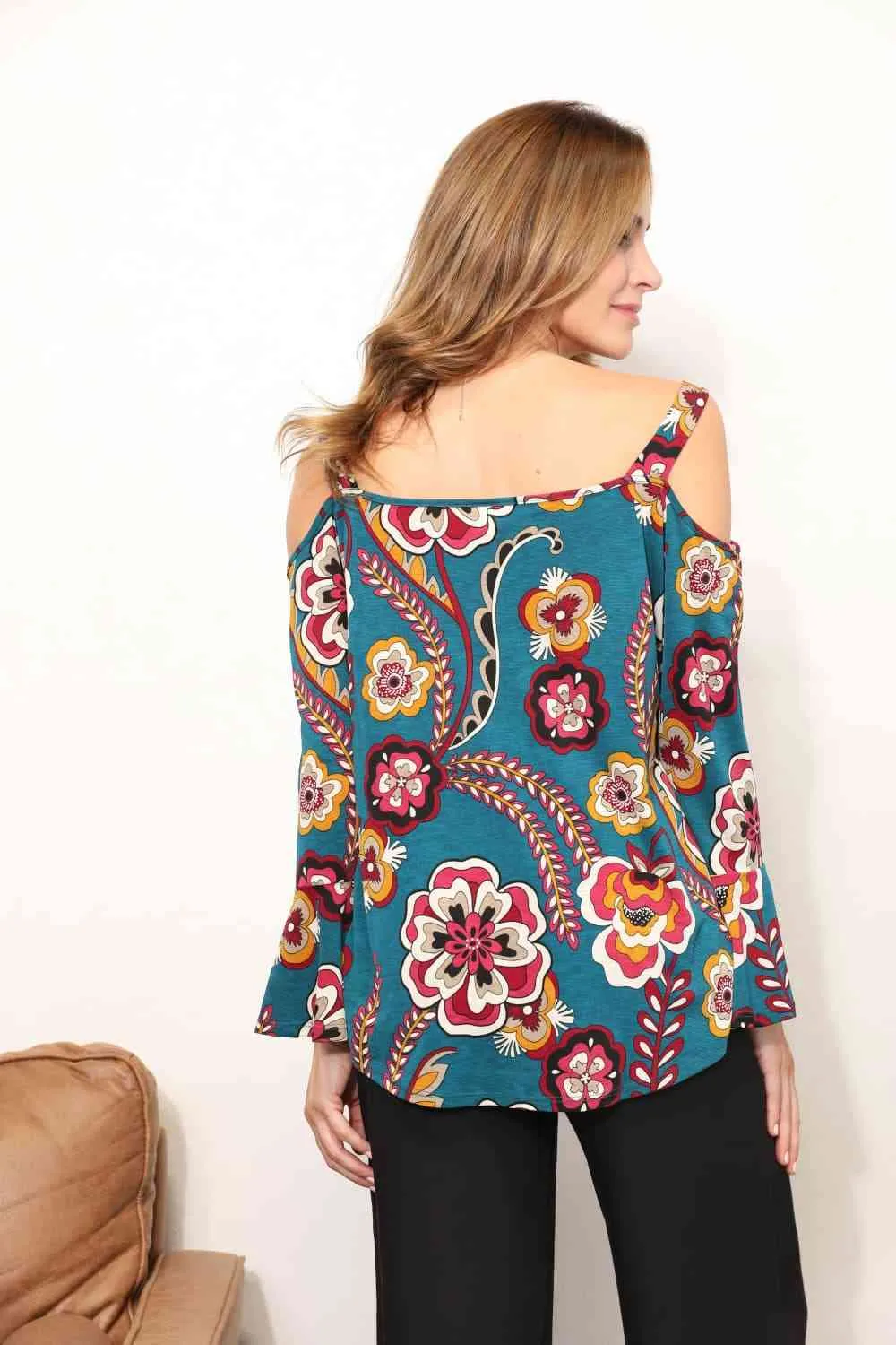 Women's Sew In Love Full Size Floral Cold Shoulder Blouse