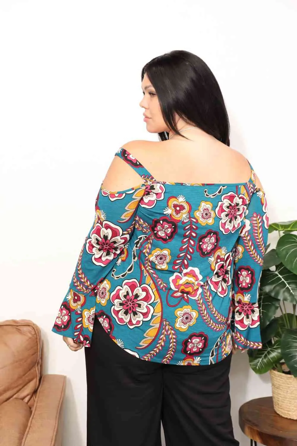 Women's Sew In Love Full Size Floral Cold Shoulder Blouse