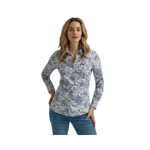 Wrangler Ladies Retro Dress Top Blue Shirt