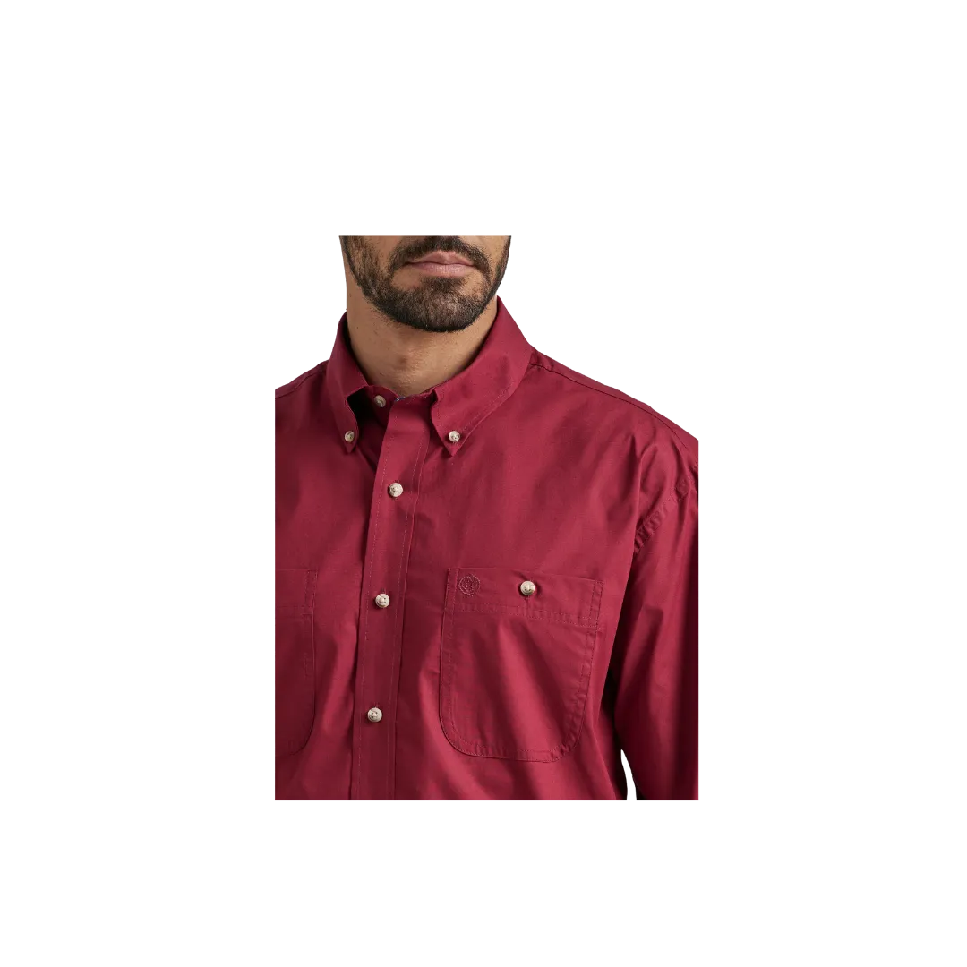 Wrangler Men's George Strait Collection Button Down Burgundy Shirt