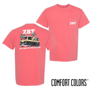 ZBT Comfort Colors Groovy Beach Short Sleeve Pocket Tee