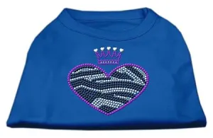 Zebra Heart Rhinestone Dog Shirt Blue Sm (10)